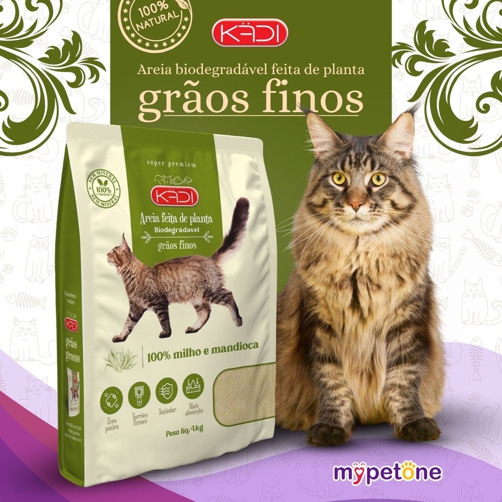 Areia biodegradável para gatos